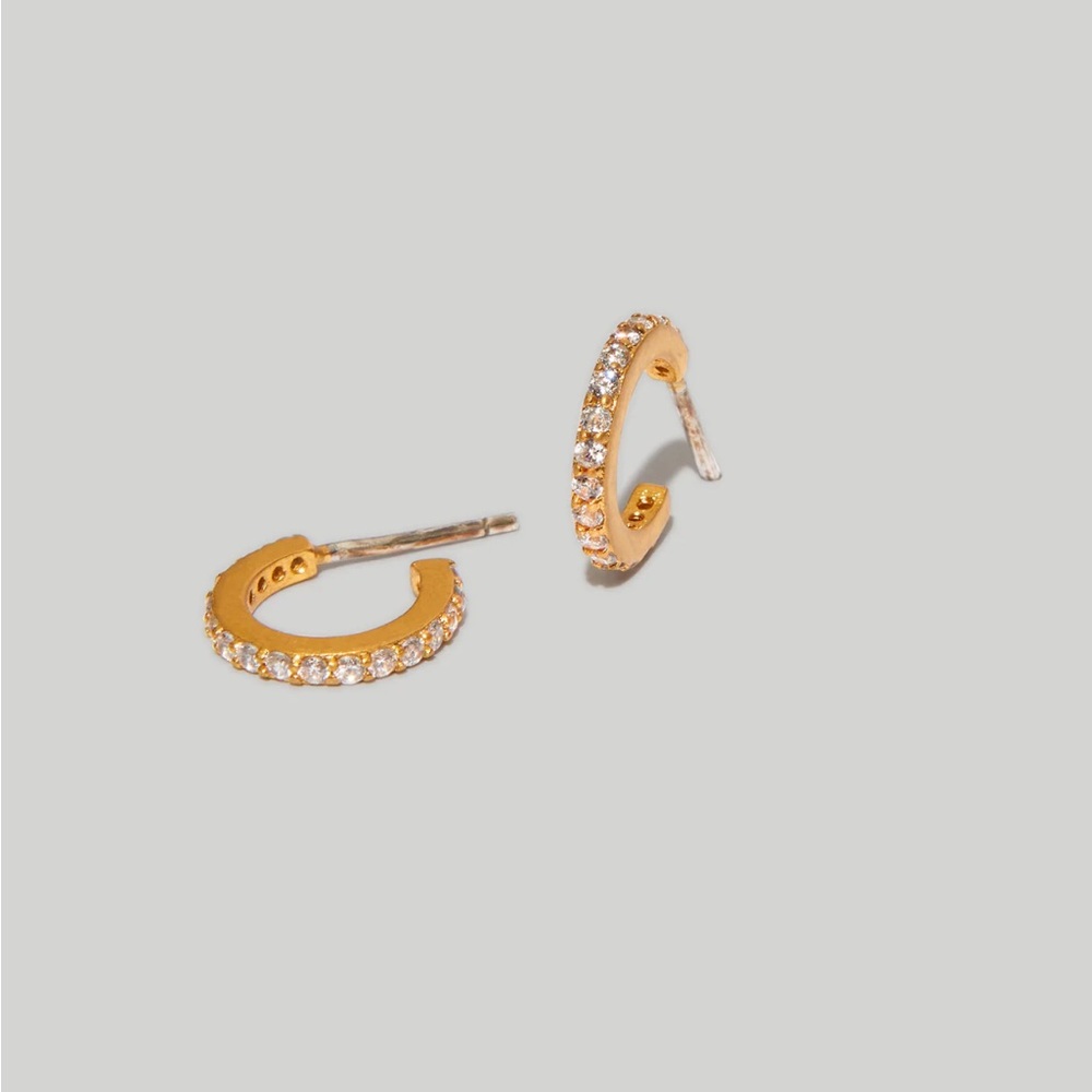 Madewell Sparkle Pavé Huggie Mini Hoop Earrings